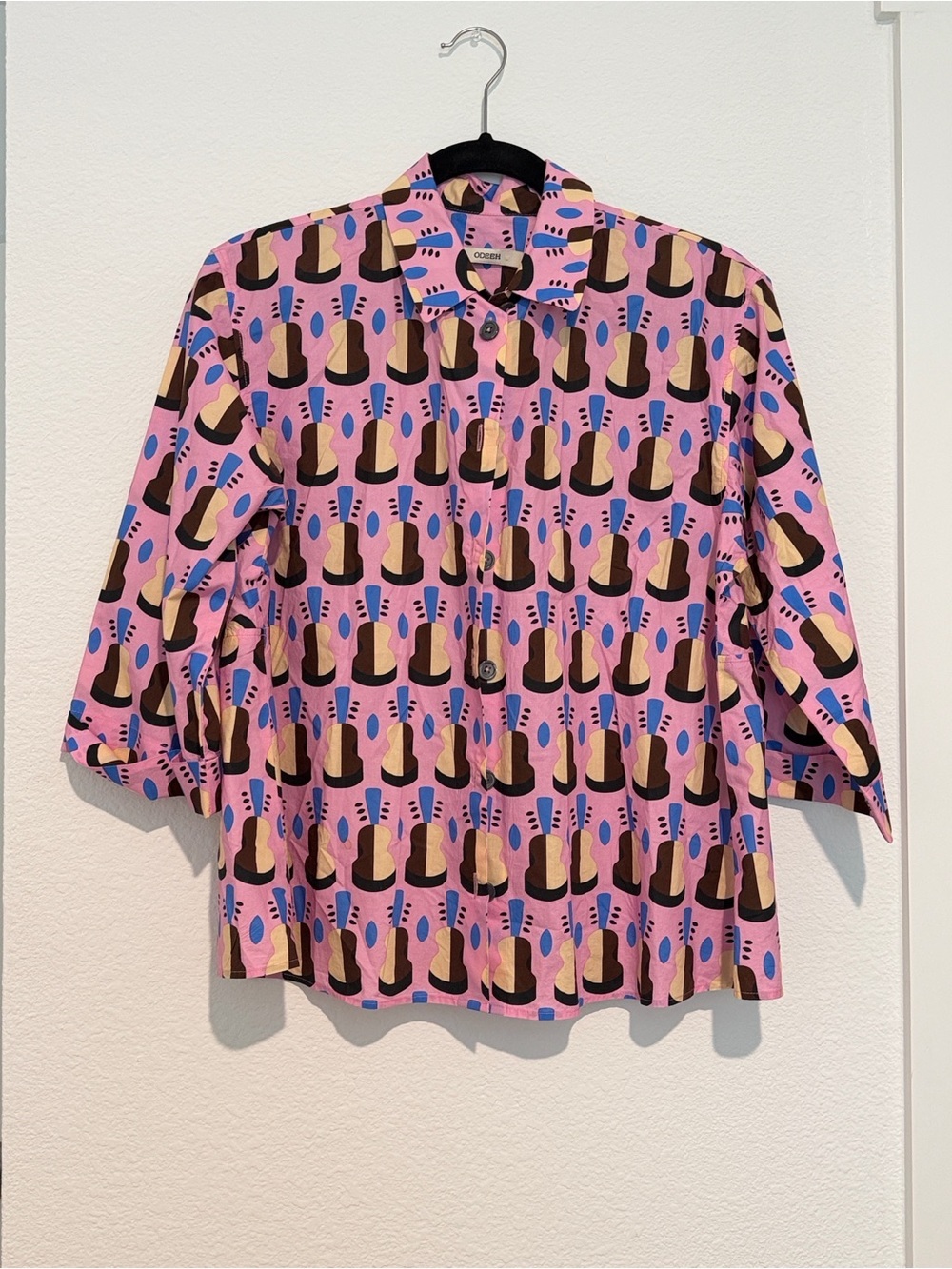 Odeeh Pink Patterned Button-Down Shirt Size 38